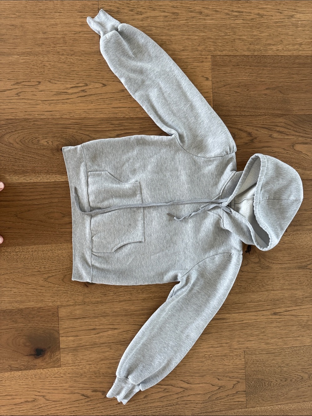 Allison Joy Light Gray women’s Hoodie Pullover with Pocket & shoulder detail